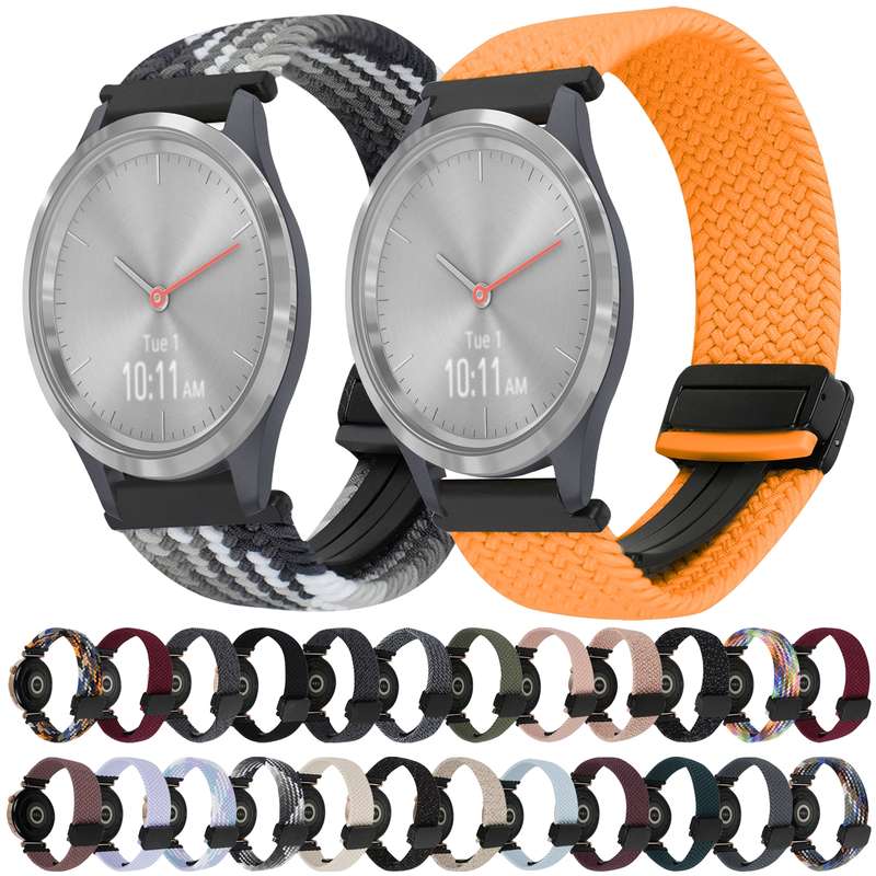 For Garmin Vivomove 3S 18mm Magnetic Buckle Braided Watch Band(Z Dark Chocolate)