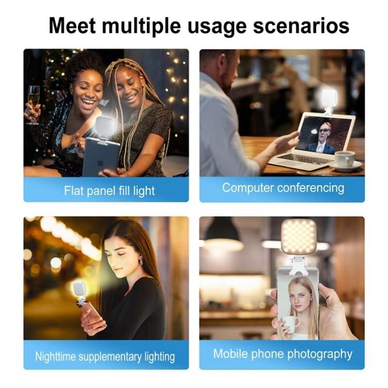 V15 Mini Clip-On Portable LED Fill Light Phone Laptop Video Conference Live Streaming Fill Lamp(Blac