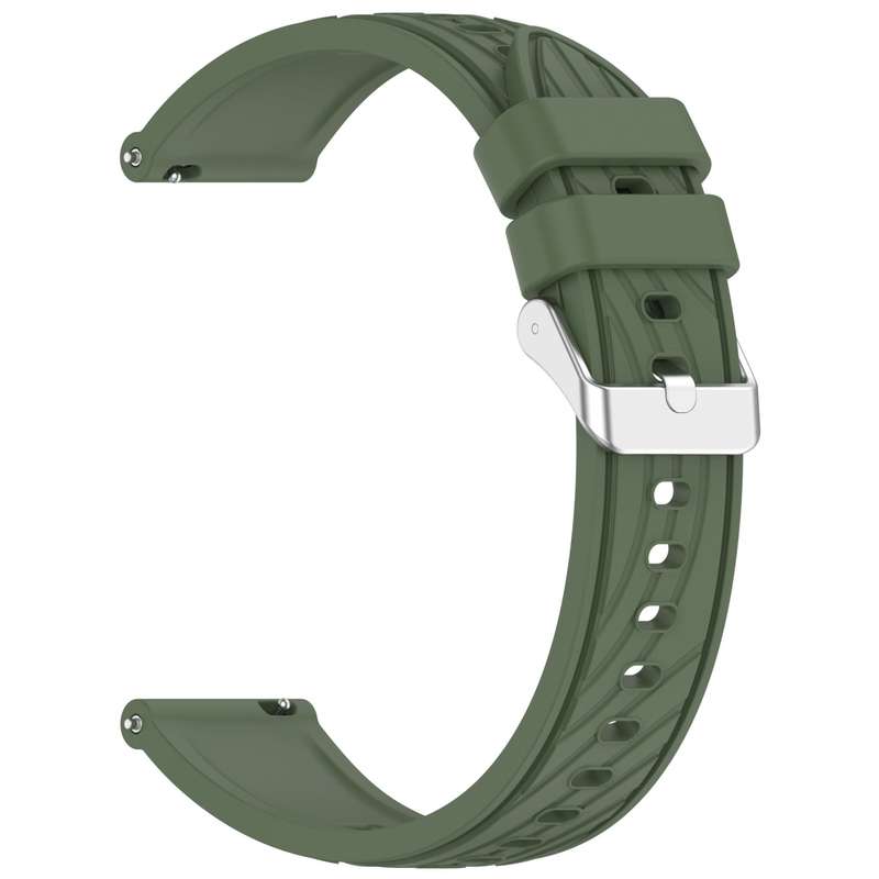 For Garmin Forerunner 265S Music Stripe Texture 18mm Silicone Watch Band(Dark Green)