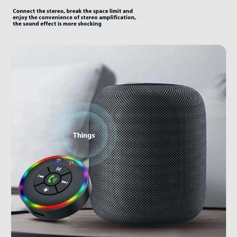 Q10 With Colorful Lamp 2-in-1 Bluetooth 5.3 Wireless Transmitter / Receiver MP3 Player Adapter