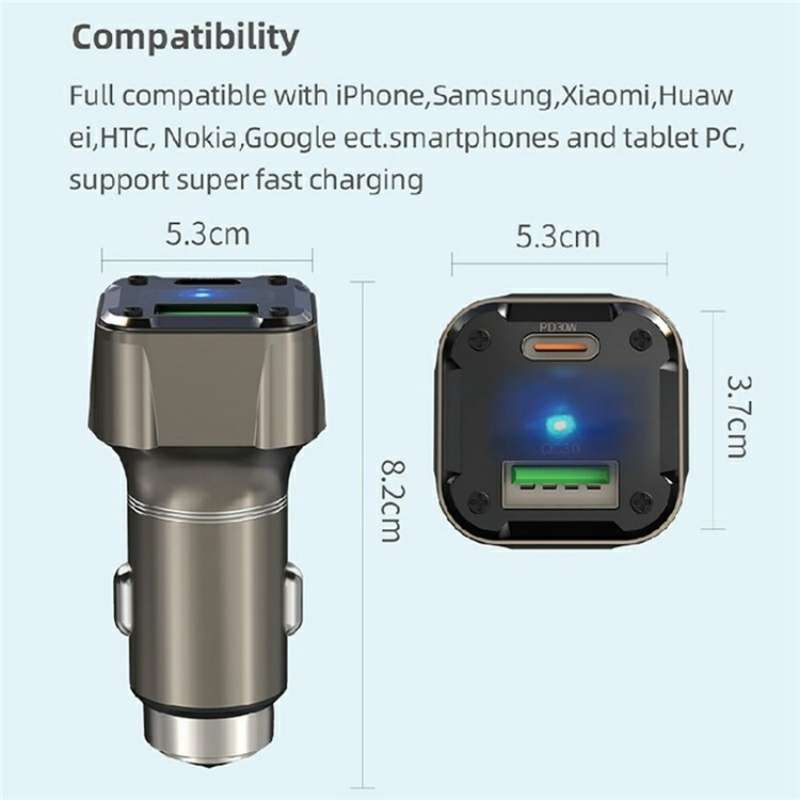 K25 Fast Charging Metal Window Breaker Car Charger Adapter PD 30W Super Charger