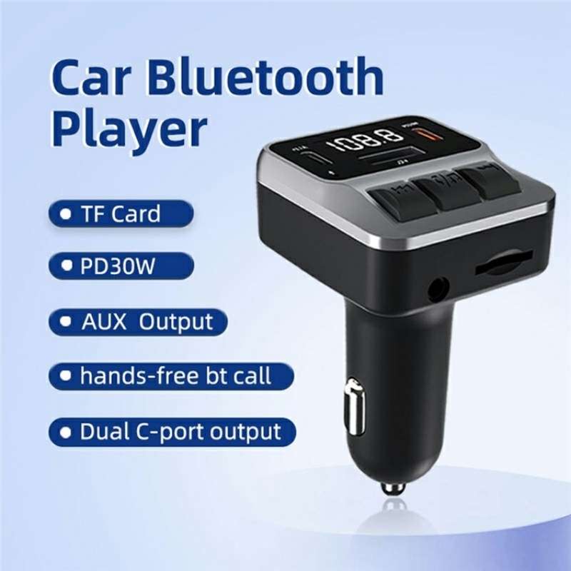 C65 Dual Type-C Port PD 30W Fast Charging Adapter Car Bluetooth FM Transmitter