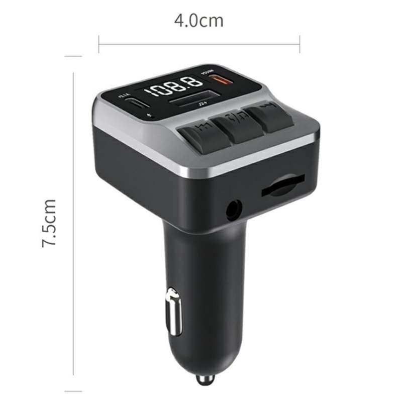 C65 Dual Type-C Port PD 30W Fast Charging Adapter Car Bluetooth FM Transmitter