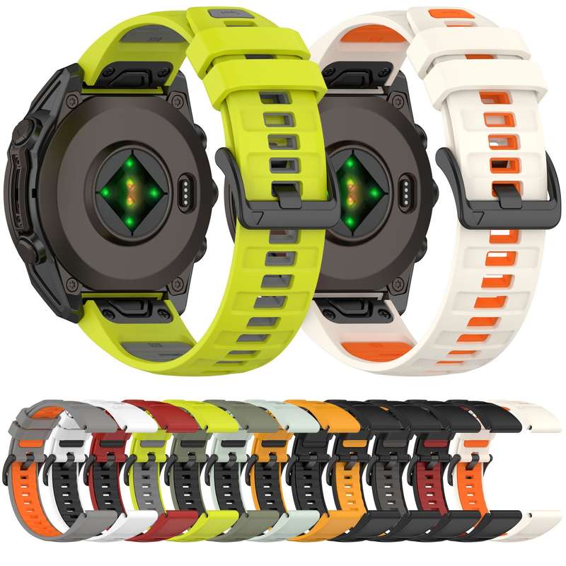 For Garmin Fenix 8 MIP 51mm Dual Color Quick Release Steel Buckle 26mm Silicone Watch Band(White+Bla
