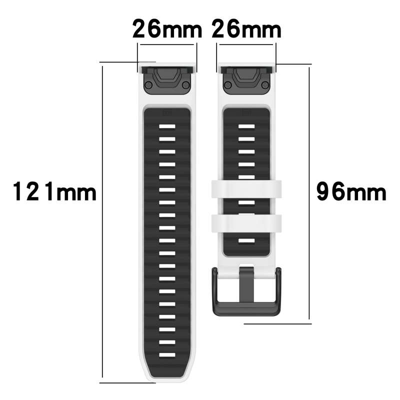 For Garmin Fenix 8 MIP 51mm Dual Color Quick Release Steel Buckle 26mm Silicone Watch Band(White+Bla