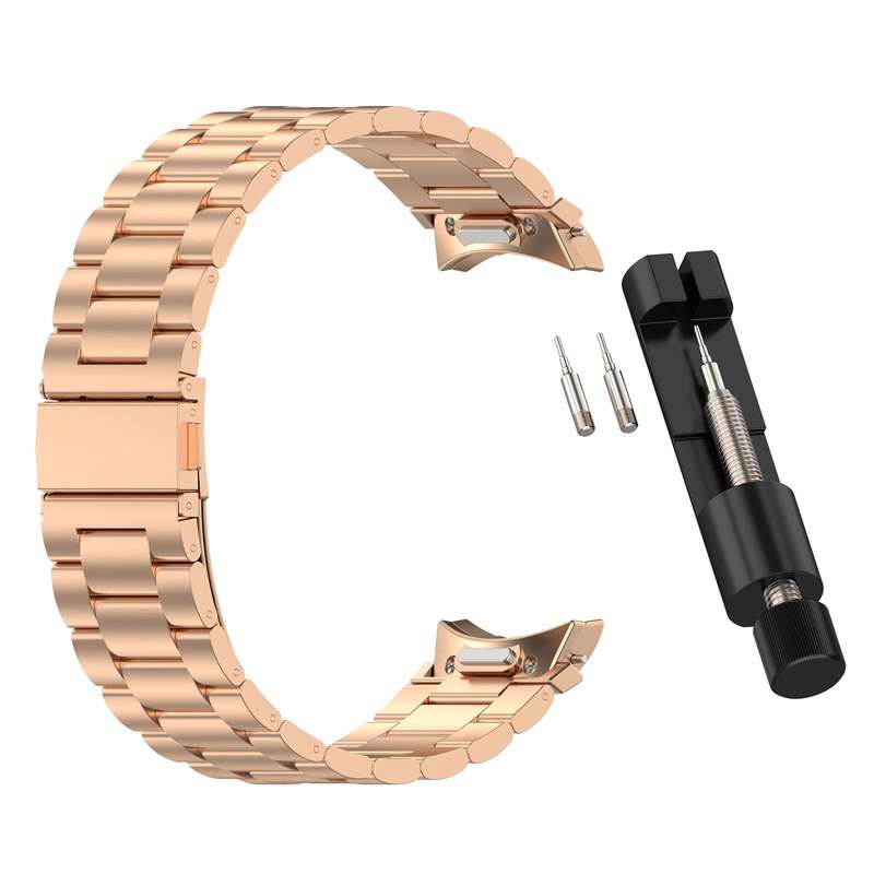 For Samsung Galaxy Watch 7 40 / 44mm Three Beads Button Quick Release Metal Watch Band(Black)