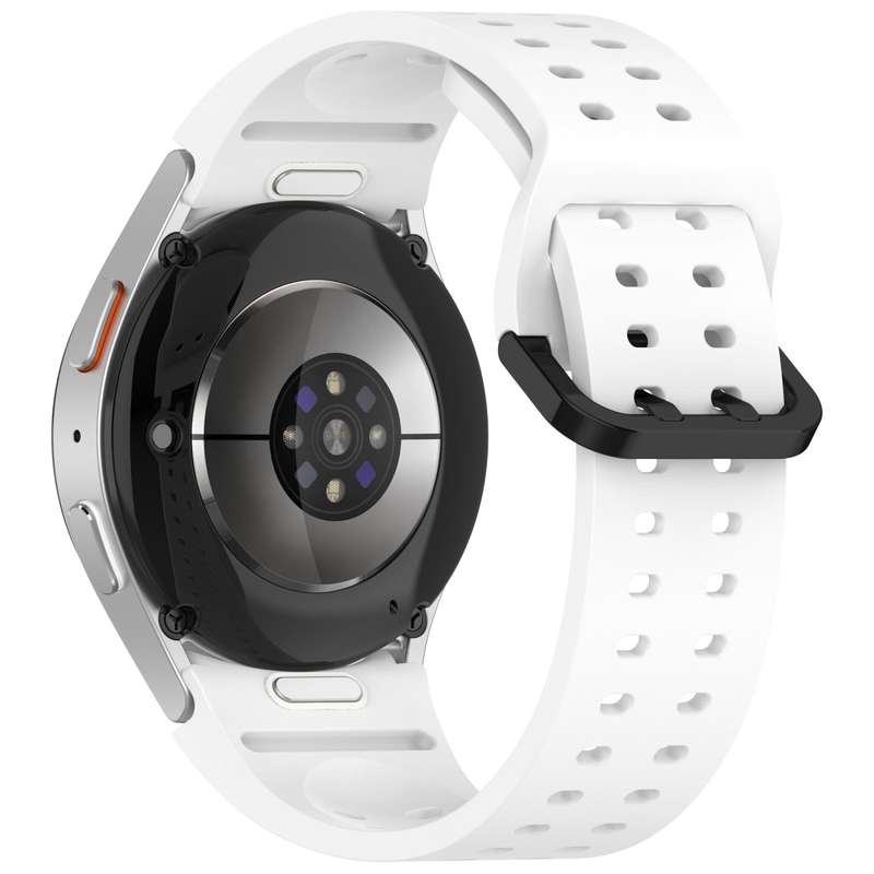 For Samsung Galaxy Watch FE 40mm Diplopore Button Quick Release Silicone Watch Band(White)