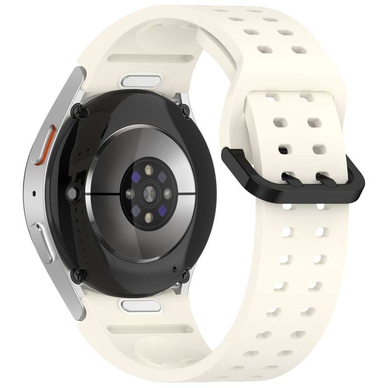 For Samsung Galaxy Watch FE 40mm Diplopore Button Quick Release Silicone Watch Band(White)