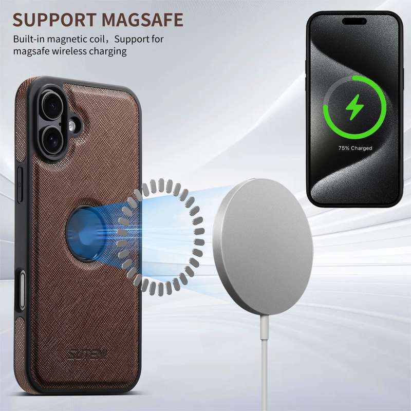 For iPhone 16 Suteni G1 Cross Texture MagSafe Phone Case(Black)