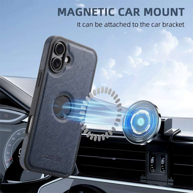 For iPhone 16 Suteni G1 Cross Texture MagSafe Phone Case(Black)