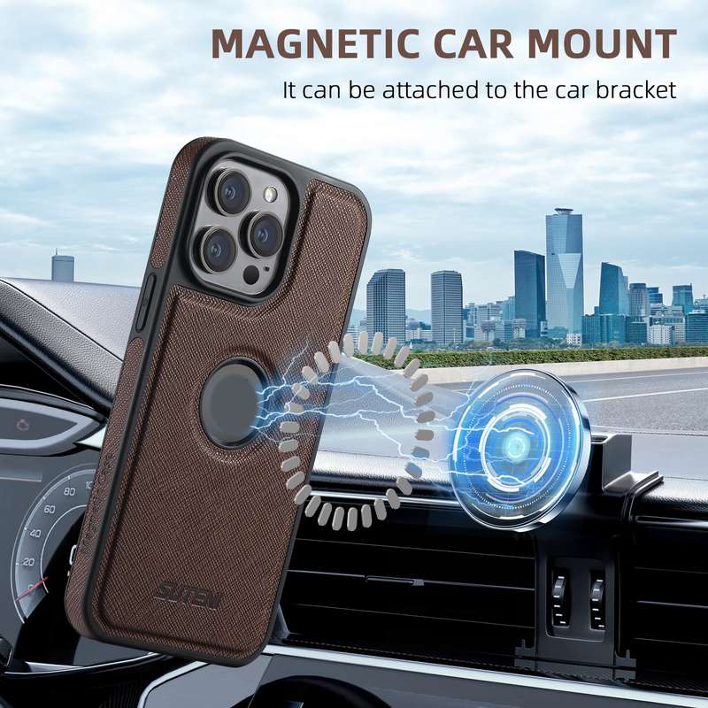 For iPhone 15 Pro Max Suteni G1 Cross Texture MagSafe Phone Case(Black)
