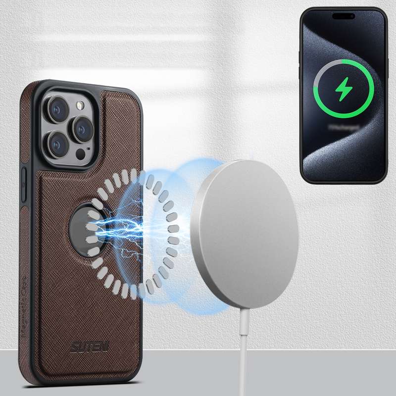 For iPhone 15 Pro Max Suteni G1 Cross Texture MagSafe Phone Case(Black)