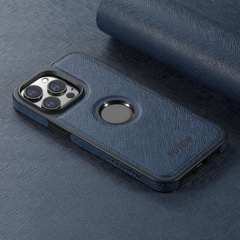 For iPhone 15 Pro Max Suteni G1 Cross Texture MagSafe Phone Case(Black)