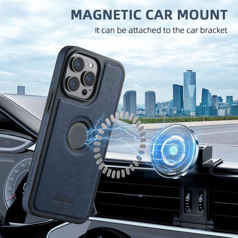 For iPhone 15 Pro Max Suteni G1 Cross Texture MagSafe Phone Case(Black)