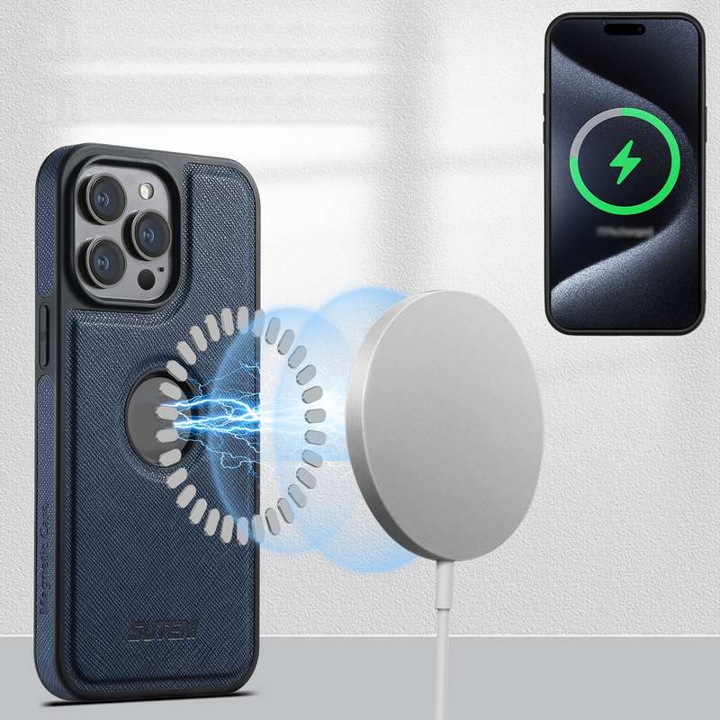 For iPhone 15 Pro Max Suteni G1 Cross Texture MagSafe Phone Case(Black)
