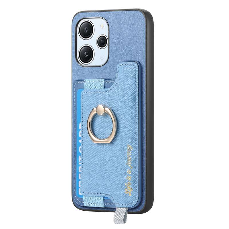 For Redmi Turbo 3 5G Retro Magsafe Cross Leather Ring Holder Card Bag Phone Case(Yellow)