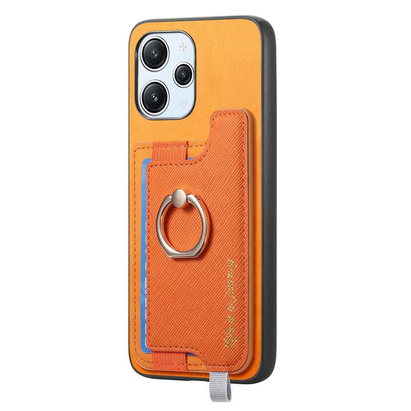 For Xiaomi Redmi A3 Retro Magsafe Cross Leather Ring Holder Card Bag Phone Case(Yellow)