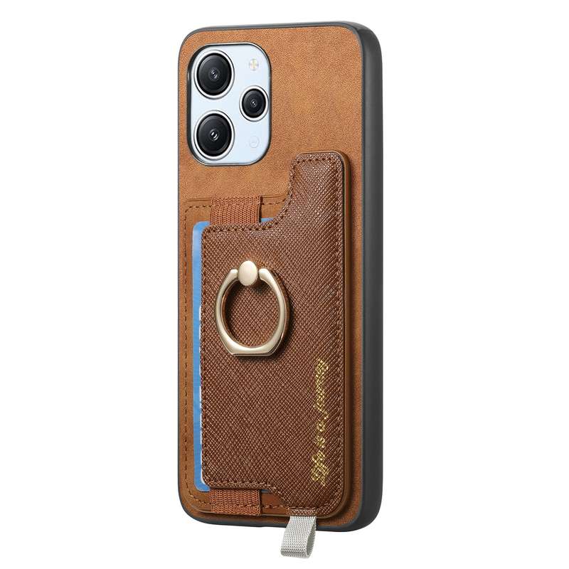 For Xiaomi Redmi A3 Retro Magsafe Cross Leather Ring Holder Card Bag Phone Case(Yellow)