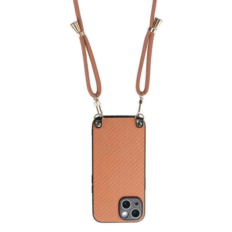 For iPhone 16 Pro Max Carbon Fiber Texture Leather Back Phone Case with Crossbody Strap(Green)