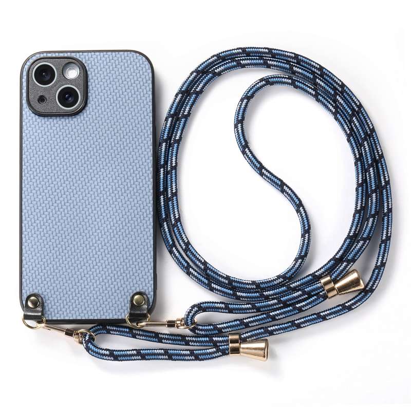 For iPhone 16 Pro Max Carbon Fiber Texture Leather Back Phone Case with Crossbody Strap(Green)