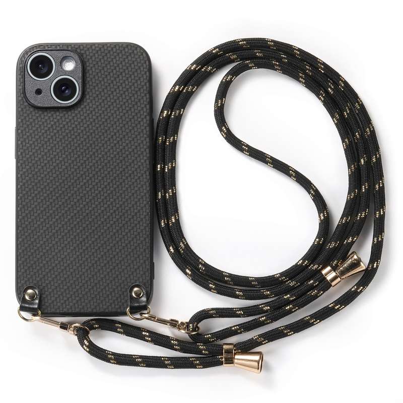 For iPhone 6 Plus / 6s Plus Carbon Fiber Texture Leather Back Phone Case with Crossbody Strap(Green)