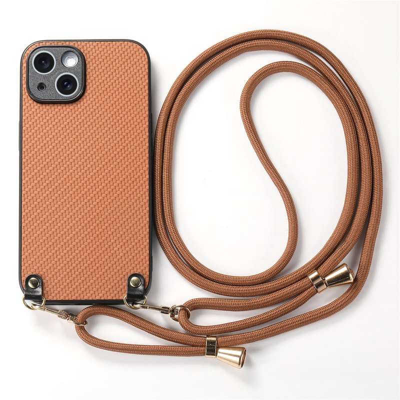 For iPhone 6 Plus / 6s Plus Carbon Fiber Texture Leather Back Phone Case with Crossbody Strap(Green)