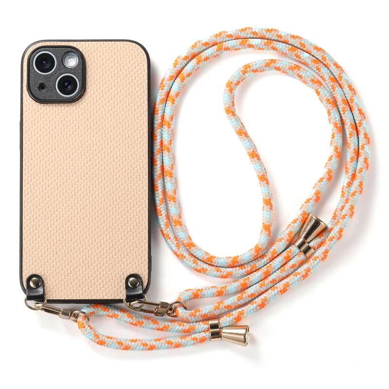 For iPhone 6 Plus / 6s Plus Carbon Fiber Texture Leather Back Phone Case with Crossbody Strap(Green)
