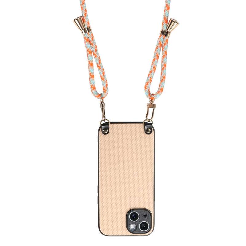 For iPhone 6 Plus / 6s Plus Carbon Fiber Texture Leather Back Phone Case with Crossbody Strap(Green)