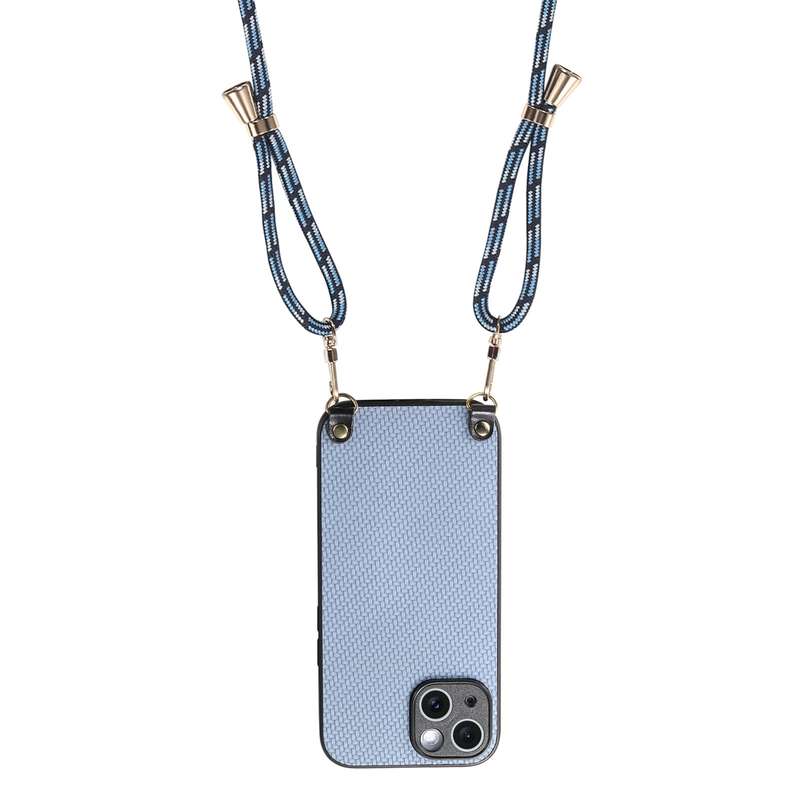 For iPhone 6 Plus / 6s Plus Carbon Fiber Texture Leather Back Phone Case with Crossbody Strap(Green)