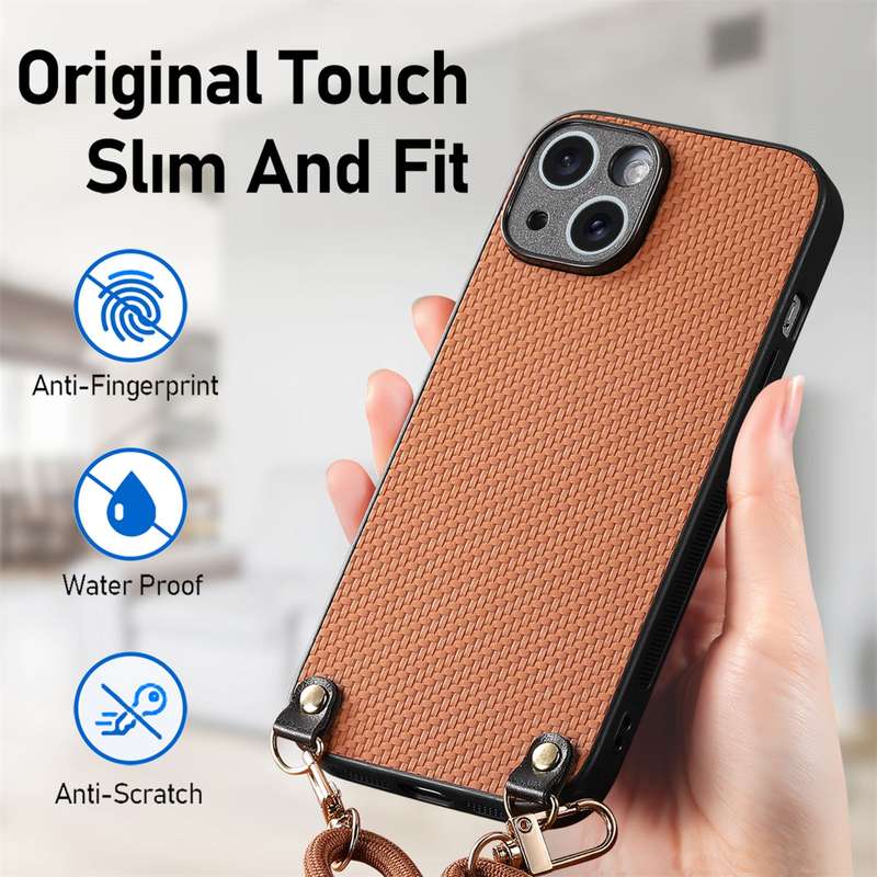 For iPhone 6 / 6s Carbon Fiber Texture Leather Back Phone Case with Crossbody Strap(Green)