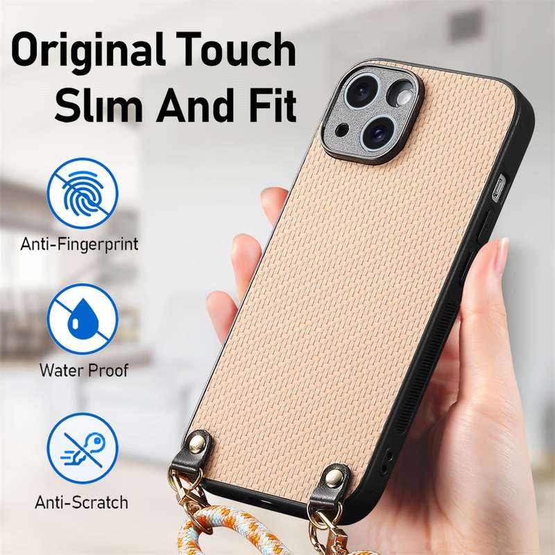 For iPhone 6 / 6s Carbon Fiber Texture Leather Back Phone Case with Crossbody Strap(Green)