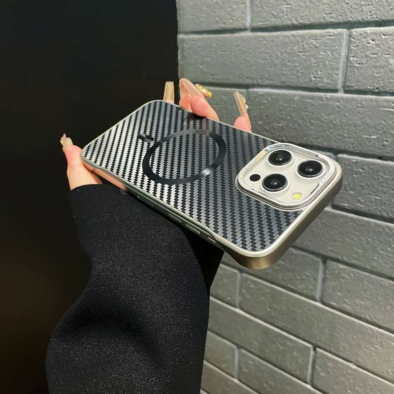 For iPhone 13 Pro AG Carbon Fiber Frameless MagSafe Phone Case(Black)