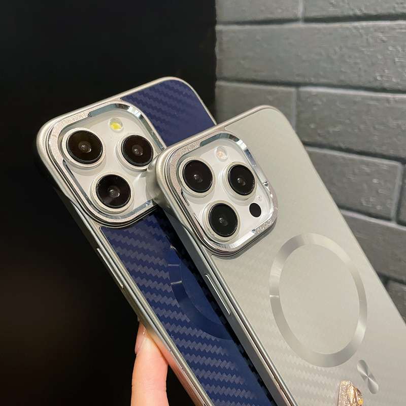 For iPhone 13 Pro AG Carbon Fiber Frameless MagSafe Phone Case(Black)