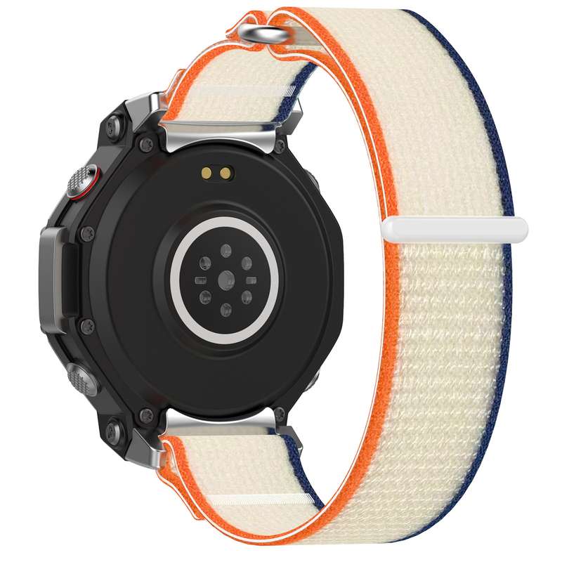 For Amazfit T-Rex 3 Two Tone Nylon Hook and Loop Fastener Watch Band(Orange Beige)
