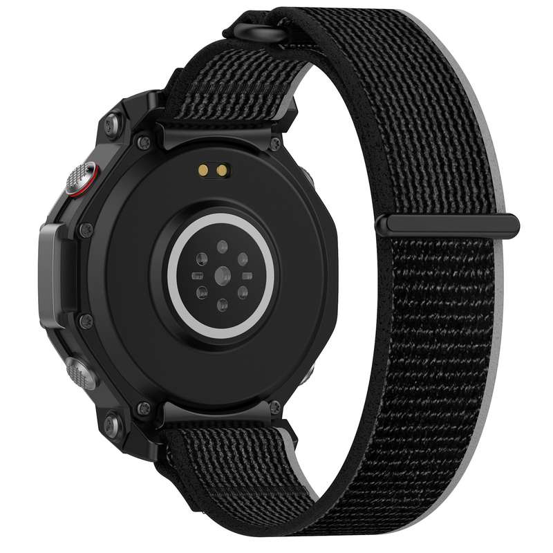 For Amazfit T-Rex 3 Two Tone Nylon Hook and Loop Fastener Watch Band(Orange Beige)