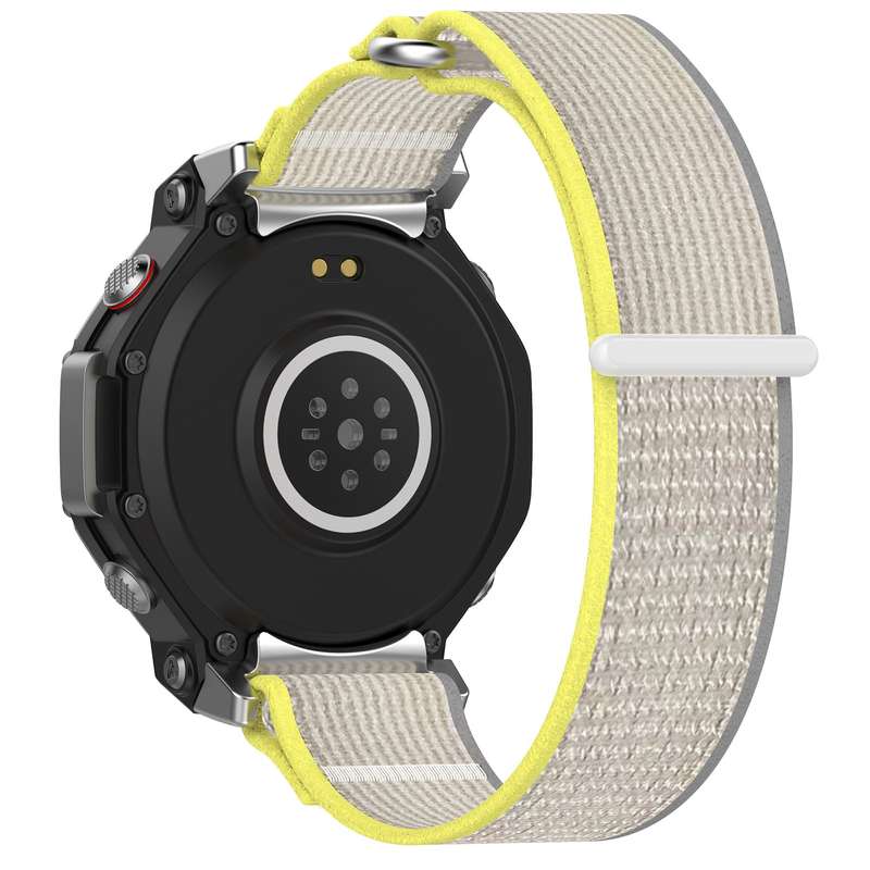 For Amazfit T-Rex 3 Two Tone Nylon Hook and Loop Fastener Watch Band(Orange Beige)