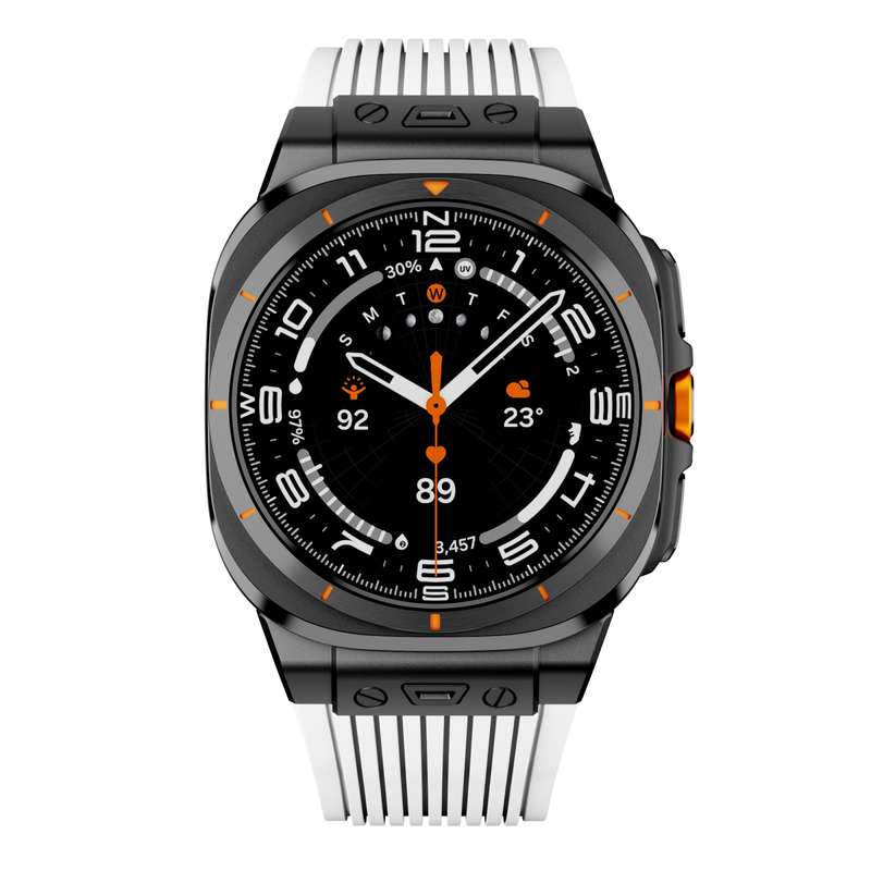 For Samsung Galaxy Watch Ultra 47mm Black Connector Black Buckle Silicone Watch Band