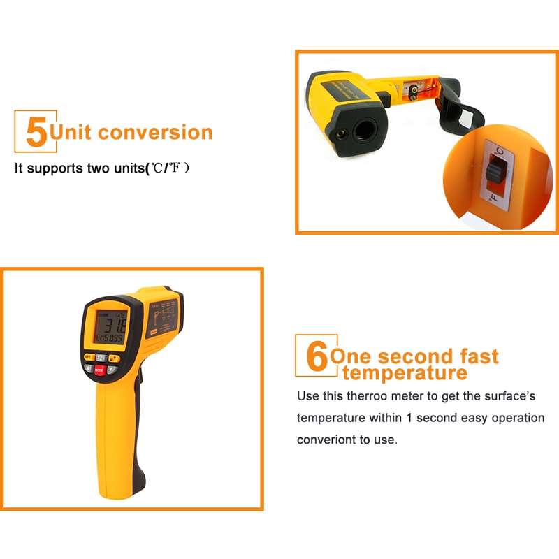 GM1150A 50:1 Infrared Thermometer -18~1150 Degrees Celsius LCD Digital Temperature Meter Industrial