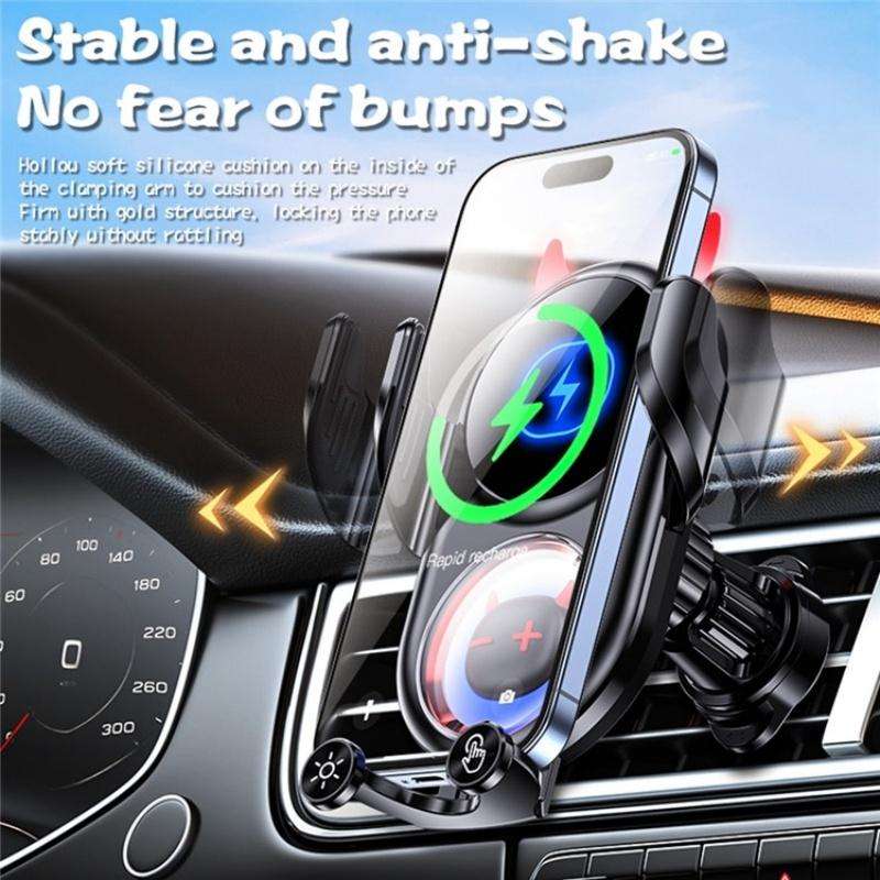 D1 Devil Design Air Vent Mount Phone Holder Stand 15W Car Wireless Charger(White)