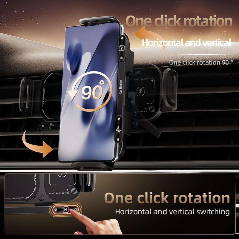 SD01 Car Air Vent Mount Dual Coil Rotating Phone Stand 15W Wireless Charger Phone Holder(Grey)