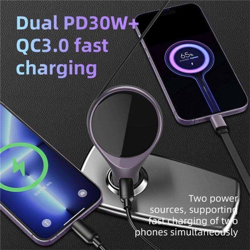 K1 With Retractable Cable Car Charger Type-C PD 20W Fast Charging Adapter