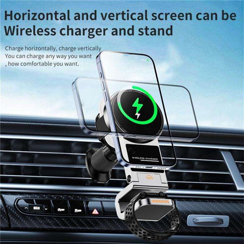 SD16 For Phone Watch Earphone Car Air Vent Phone Holder Magnetic 3 in 1 Wireless Charger(Black)