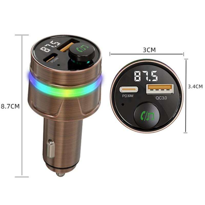 C74 Bluetooth 5.3 Car Charger PD 30W Fast Charging with Digital Display