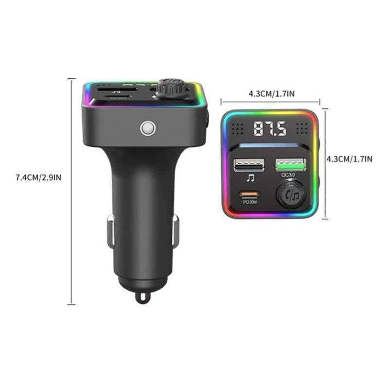 C71 3-in-1 PD 30W Cigarette Lighter Charger Adapter FM Transmitter Bluetooth Car Charger