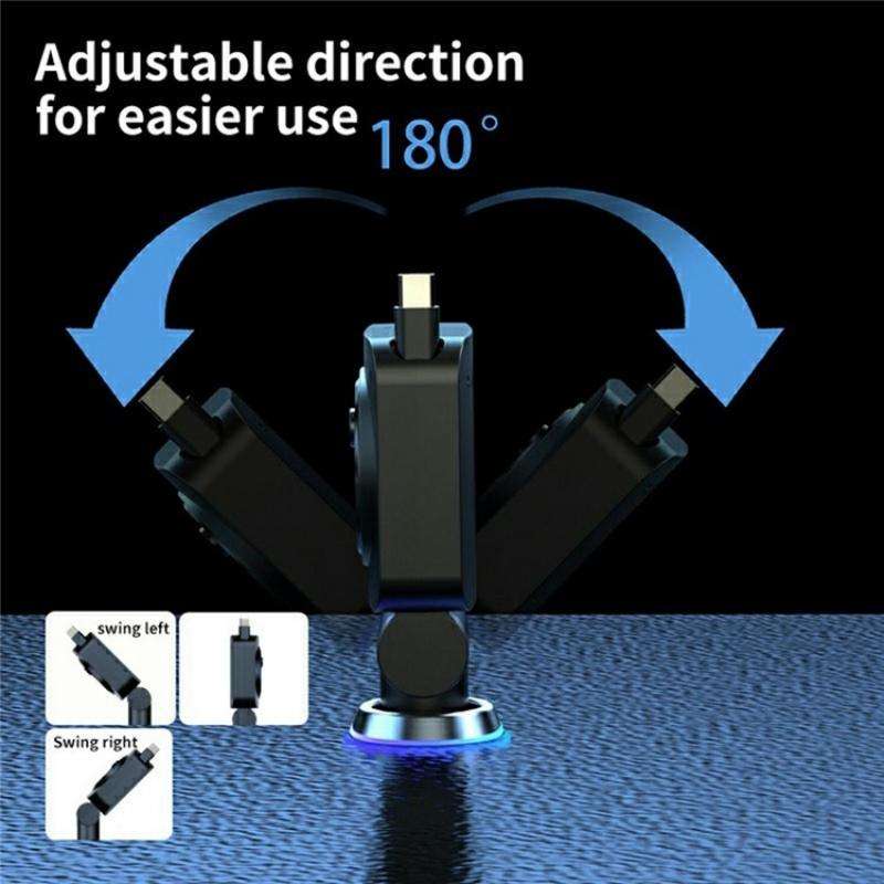 K38 Retractable Cable USB + Type-C Car Charger PD 30W Fast Charging Cigarette Lighter Adapter