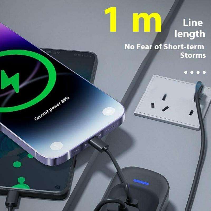 Y1 Type-C and Dual USB Car Rear Seat Charger Fast Charging Adapter with 1m Extension Cable