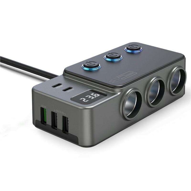 GC06 Voltage Display Cigarette Lighter Adapter Car Charger High Power Fast Charging