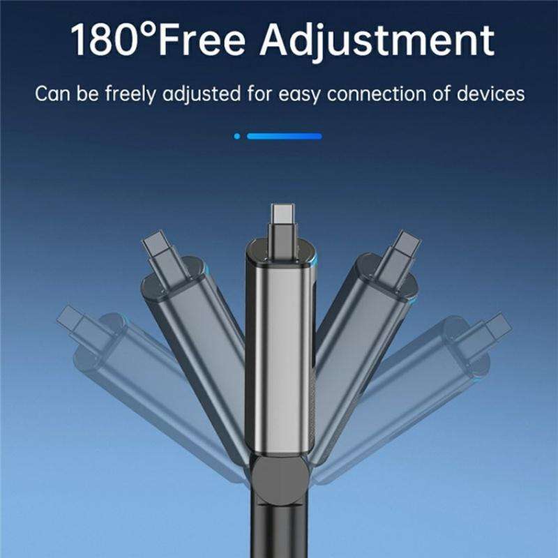 GE02 Wth Retractable Type-C Cable Voltage Display Fast Charging Car Charger
