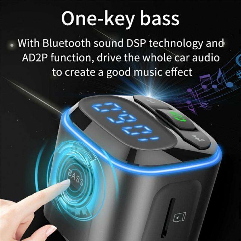 BC80 Hands-Free Calling Voltage Display Adapter Car Charger Bluetooth-Compatible MP3 Player