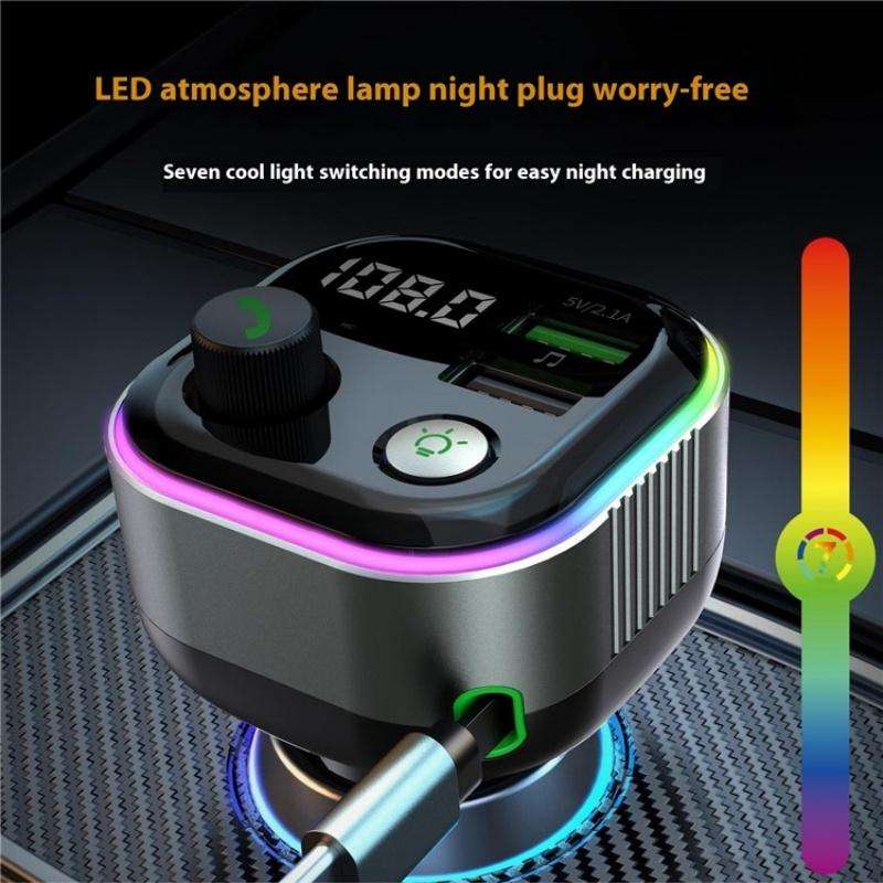 GZ11 Retractable Type-C Cable Voltage Display 65W PD Fast Charging Car Charger MP3 Player